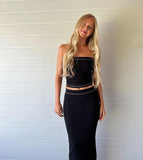 Off Shoulder Tube Tops and Long Dress Set Party Club Silver Sam