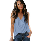 Loose V-neck Chiffon Tank Top