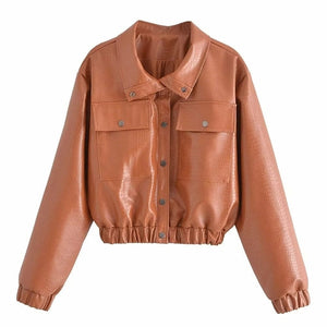 Solid Color PU Faux Leather Jacket Coats Silver Sam