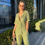 Short Sleeve Shirt & Wide Leg Pants Set