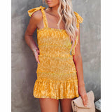 Sexy Halter Strap Ruffled Mini Dress Silver Sam