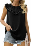 Sleeveless Chiffon Blouse with Elegant Pleats Silver Sam