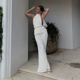 Backless Tank Top & Pleated Pants Set