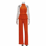 Backless Tank Top & Pleated Pants Set