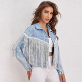 Fringed Jackets Long Sleeves Coat Loose Outerwear Silver Sam