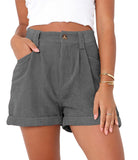 High Waisted Corduroy Loose Shorts