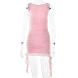 Sexy Backless Round Neck Sleeveless Short Dress Silver Sam