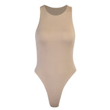 Backless Round Neck Solid Color Slim Fit Sexy Sleeveless Jumpsuit