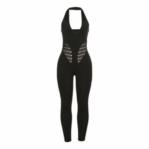 Hollow Perspective High Waist Tight Jumpsuit