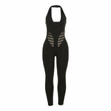 Hollow Perspective High Waist Tight Jumpsuit