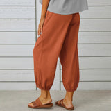 Loose High Waist Buttons Cotton Hemp Pants