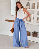 Plus-size Lace-up Wide-leg Pants