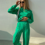 Sweatshirt Tracksuit Casual Loose Pullover Top & Pants Set