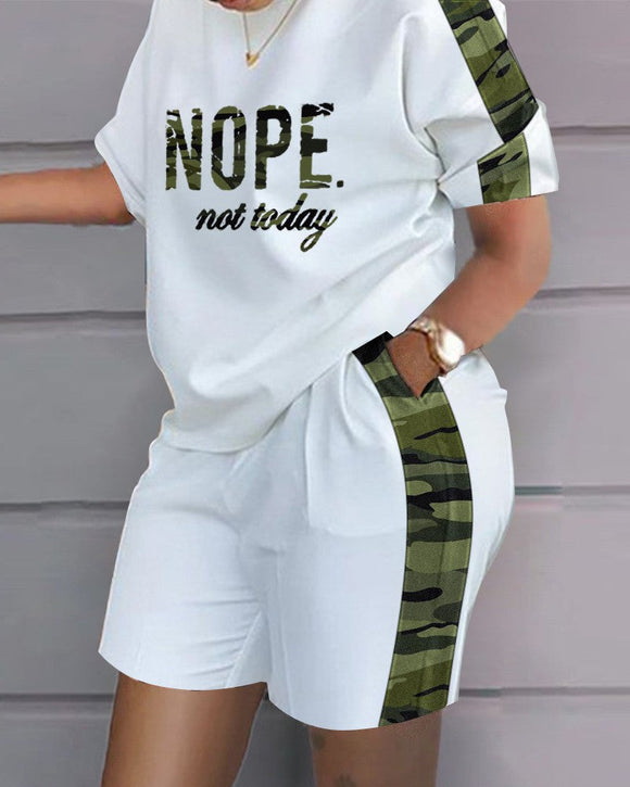 Printed Short Sleeve Top & Shorts Set