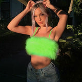Furry Strap Wrap Chest Camisole
