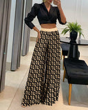 Casual High-Waisted Pants and Shirt Set