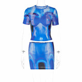 Printed Street Style Short T-Shirt & Mini Skirt Set