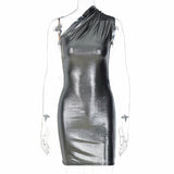 One-shoulder Sleeveless Dress Silver Sam