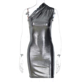 One-shoulder Sleeveless Dress Silver Sam