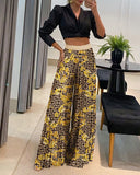 Casual High-Waisted Pants and Shirt Set