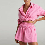 Cotton Tracksuit Shirt with Mini Shorts