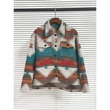 Geometric Jacquard Woolen Coat with Notched Lapel Silver Sam