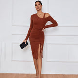 Sexy Off-Shoulder Split Hem Bodycon Dress