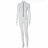 Solid Color Long Sleeve Zipper Waist Slimming Sport Yoga Jumpsuit