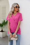 Casual Short-Sleeve V-Neck Shirt with Knotted Front Silver Sam