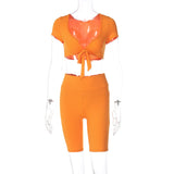 Sexy Top & Slim Five-point Pants Set