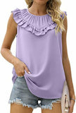 Sleeveless Chiffon Blouse with Elegant Pleats Silver Sam