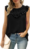 Sleeveless Chiffon Blouse with Elegant Pleats Silver Sam