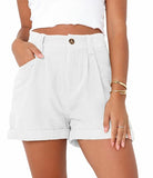 High Waisted Corduroy Loose Shorts