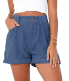 High Waisted Corduroy Loose Shorts