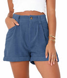High Waisted Corduroy Loose Shorts
