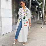 Printed Sunscreen Long Jacket Silver Sam