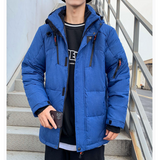 Men's High Collar Puffer Jacket with Removable Hood