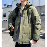 Men's High Collar Puffer Jacket with Removable Hood