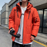 Men's High Collar Puffer Jacket with Removable Hood