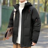 Men's High Collar Puffer Jacket with Removable Hood
