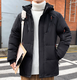 Men's High Collar Puffer Jacket with Removable Hood