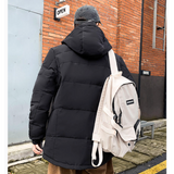 Men's High Collar Puffer Jacket with Removable Hood