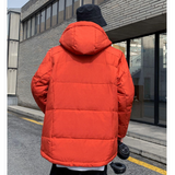 Men's High Collar Puffer Jacket with Removable Hood