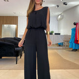 Solid Jumpsuit Big Backless Chic Party Romper