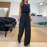 Solid Jumpsuit Big Backless Chic Party Romper