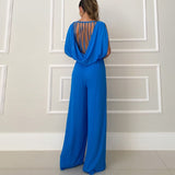 Solid Jumpsuit Big Backless Chic Party Romper