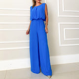 Solid Jumpsuit Big Backless Chic Party Romper