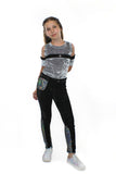 Ori Pants, with Pocketwist™. Glitter stretch velvet with sleek design. Sky Blue Beech