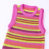 Striped Colorful Knitted Sleeveless Dress Silver Sam