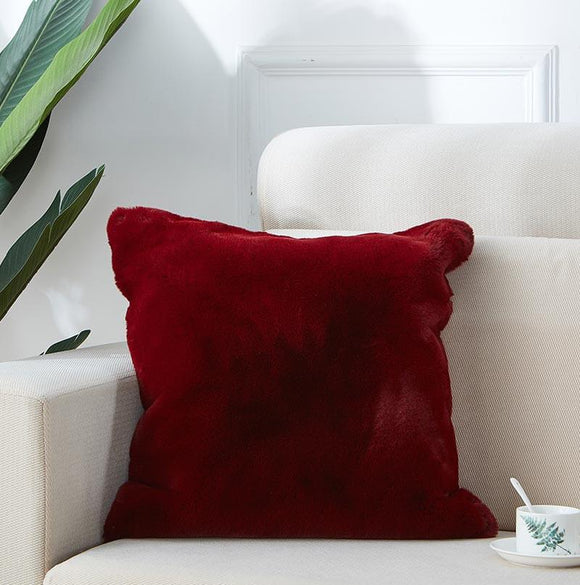 Agnes Luxury Red Chinchilla Faux Fur Pillow